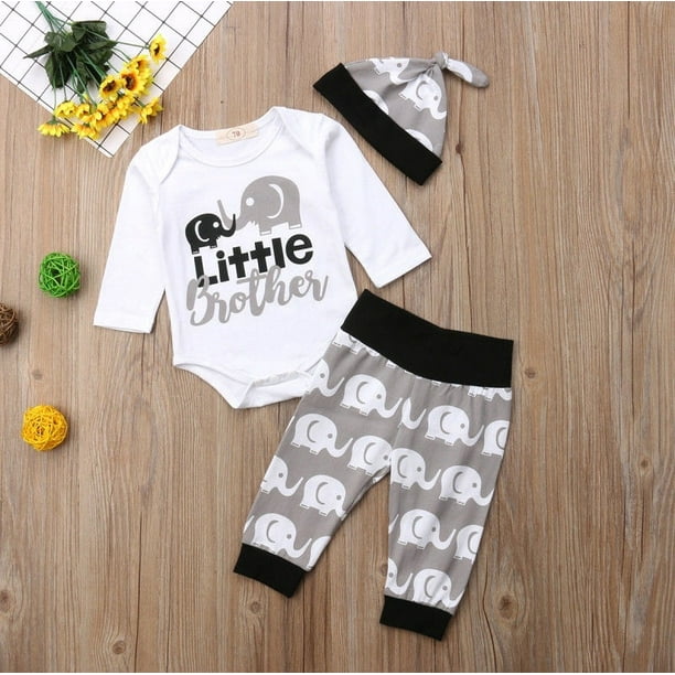 Infant Baby Boys Girls Long Sleeve Baby Clothes I Love Elephants Unisex Button Playsuit Outfit Clothes 